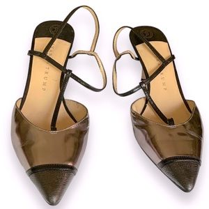 Ivanka Trump T Strap Slingback Metallic Kitten Heel Pumps